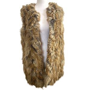 Bernardo Faux Fur Vest Brown Tan Size Medium